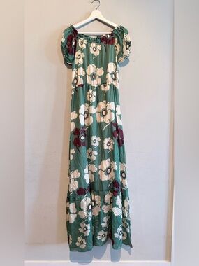 JUAN D DIOS SILK MAXI OFF THE SHOULDER Dress Vacation Travel Women US-4/IT-44/